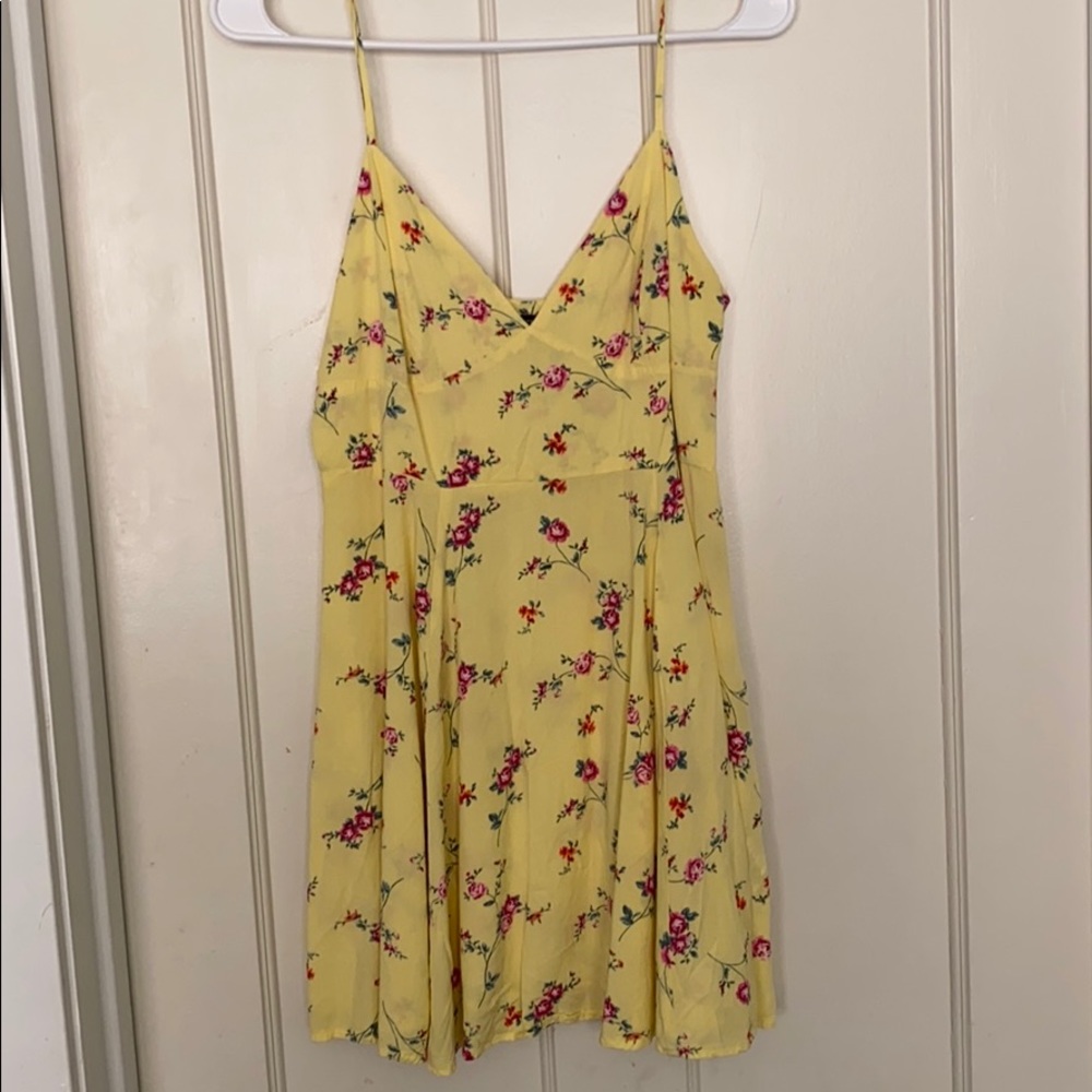 Yellow floral skater summer dress